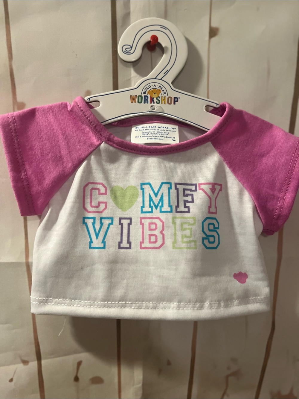 Build-A-Bear Pink & White 'Comfy Vibes' Short-Sleeve Tee